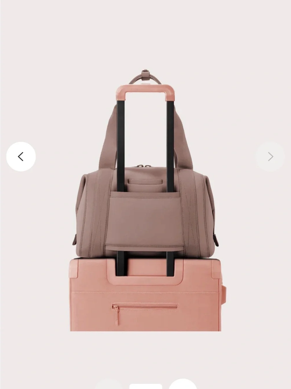 Dagne Dover in Dune Landon carryall and Indi diaper bag Set